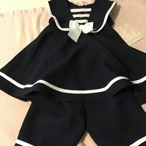 *NWT* BONNIE BABY Navy & White Sailor Outfit Top Capri Pants Size 18 Months